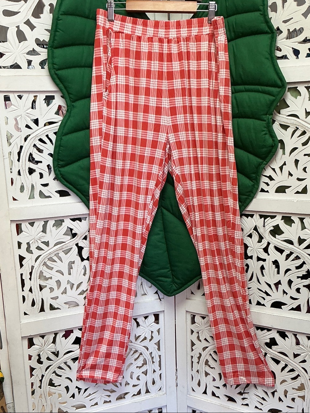 Coco moon hawaii brand red palaka plaid pants with pockets. Size XL